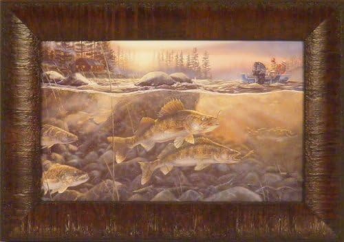 Walleyes On The Rocks by Terry Doughty 11x15 Fishing Fish Lake Boat Cabin Framed Art Print Wall Décor Picture