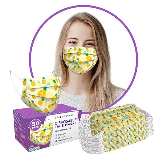 Cute Mask (50 Individually Wrapped) 3Ply Pineapple Face Mask for