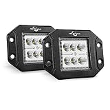 MICTUNING 2PCS 18W Flood Led Light Bar, Flush Mount Led Pods, Off Road Backup Driving Lights Fog Lamp for Jeep Tacoma Bumper ATV UTV SUV Truck Boat