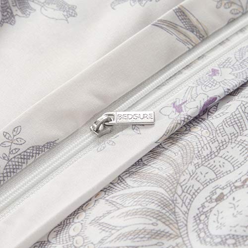 image for Bedsure Duvet Cover Set with Zipper Closure-Printed Grey Toile Reversi