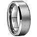 Tungsten Wedding Band Ring For Men & Women, Brushed Matte Silver Engagement Ring Finish w/ Beveled Polished Edge - Durable and Comfortable 8mm Width Ring ( Size 11)