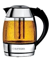 Chefman Electric Cordless Glass Tea Kettle with FREE Included Tea Infuser LED Lighting, Perfect Steep and Auto-Shutoff Safety Feature, 1.8 Liter/1.9 Quart - RJ11-17-TI