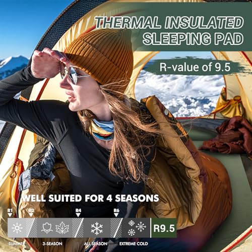 Elegear Colchoneta Camping Inflable Individual 8CM Espesor Extra, Verde | Espuma Memoria Colchón Autohinchable con Almohada, Impermeable & Plegable para Acampar Tienda Viaje en Coche Hogar