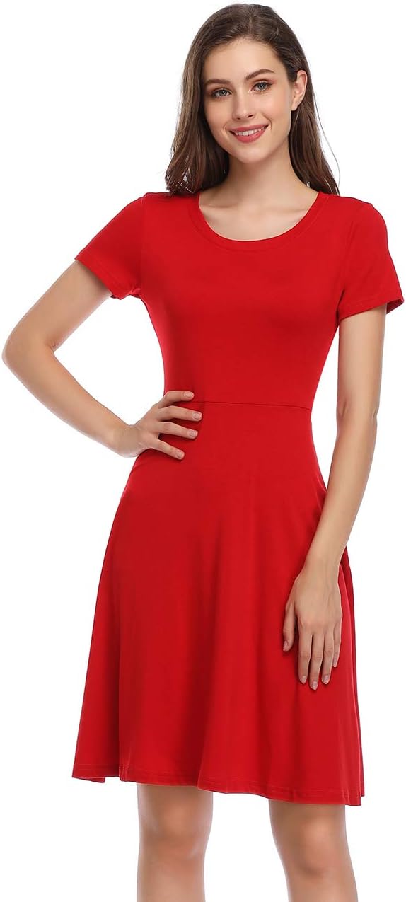 Women's Round Neck A-Line Casual Knee Length Dress