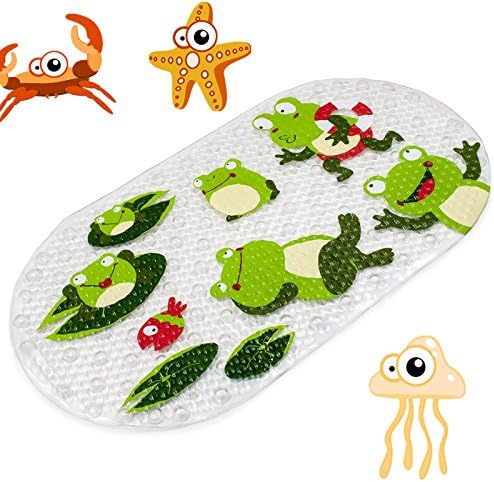 Non Slip Baby Bath Mat with Suction Cups Mildew Resistant Non Slip Baby Shower Mats for Children Frog