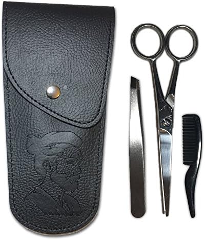 Beard Born Beard Trimming &amp; Grooming Kit – Men’s 5.25in Barber Scissors, Tweezers, Comb, and Case for Beard Care &amp; Gift Set – Easy Grooming &amp; Shipped from Portland, Oregon