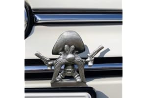 Weshaso Cowboy Skull Gunslingers Hood Ornament Sculpture for Cars, Vintage 3D Skull Hood Decorative Motorcycle License Plate Decor for Trucks Vehicle (Yosemittee-Sam)