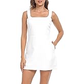 HDE Women's Linen Mini Dress Sundress Sleeveless Summer Dresses with Pockets