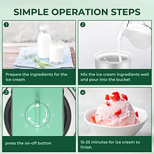 FOOING Ice Cream Makers Countertop, Homemade Ice Cream Machine, 1.5