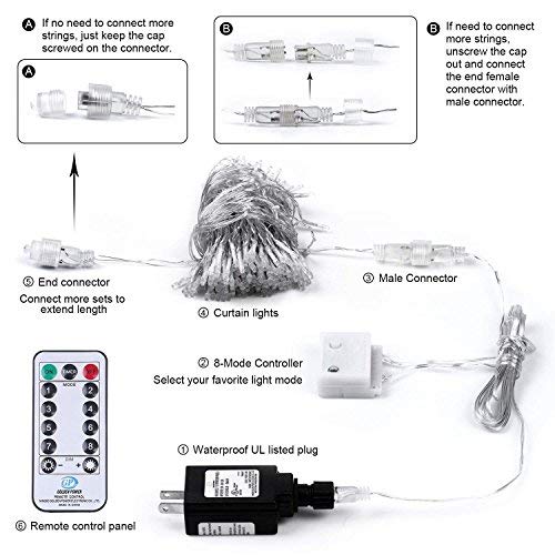 4 Curtain+300+LED+Twinkle+Backdrop+Decoration