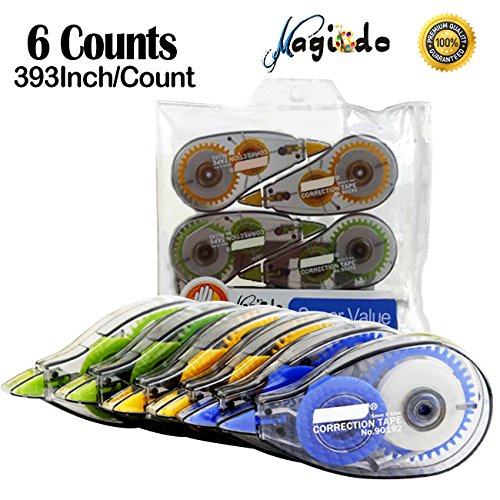 Magicdo Correction Tape Visible White Out Tape Dispenser with Cap Tear Resistant Correction Set for Office and School, 6 Pack- 2358 Inches Total - Thumbnail 7