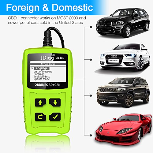JDiag JD101 OBD2 Code Reader Auto Car Scanner Check Engine Diagnostic Tool Erase Fault Codes Suitable for EOBD Vehicles with Battery Testing Function - Thumbnail 5