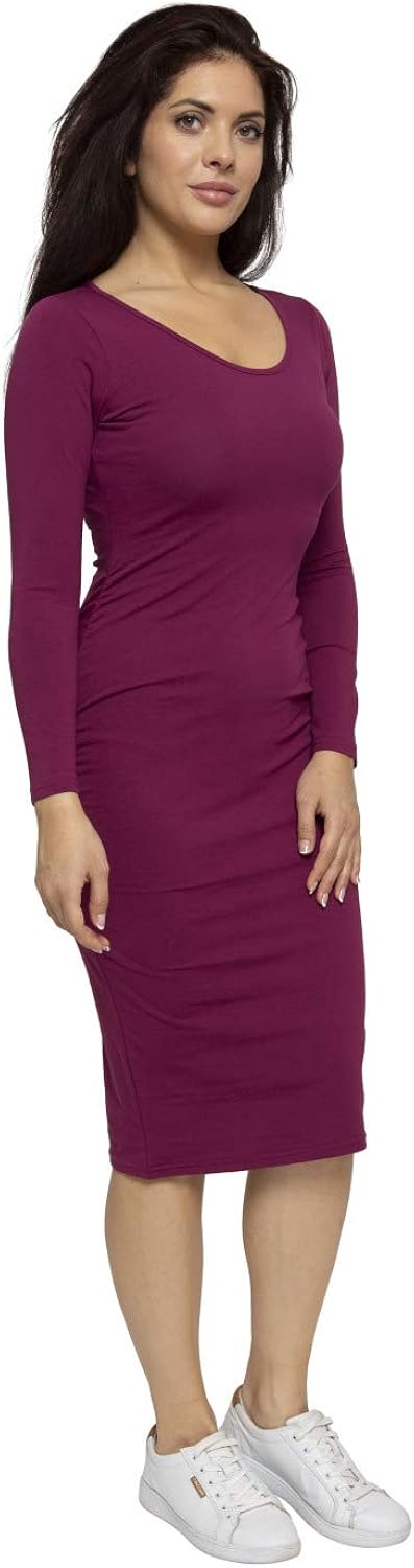 ABAKUHAUS Gerüschtes Bodycon Langarm Sommerkleid für Damen, S