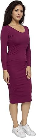 ABAKUHAUS Gerüschtes Bodycon Langarm Sommerkleid für Damen, S