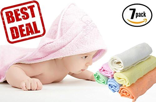 NaturCute Bamboo Baby Hooded Towel and 6 Washcloths Set - Pink