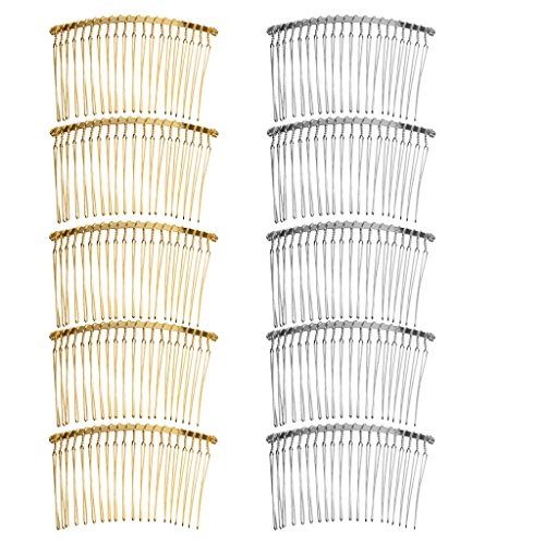 image for MagiDeal 10 Pieces Vintage Handmade DIY Wire Comb Metal Hair Combs Bas