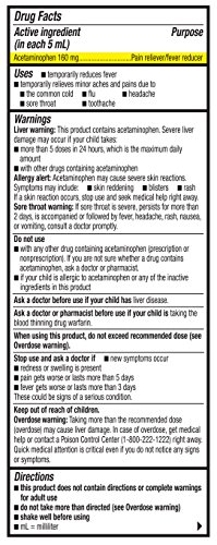 Wellness Basics Children's Pain & Fever Relief Acetaminophen Dye-Free Liquid, Grape, 4 Fluid Ounce