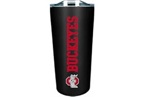 Campus Colors NCAA Stainless Steel Tumbler perfect for Gameday - 18 oz - Double Walled - Keeps Drinks Perfectly Insulated (Ohio State Buckeyes - Black)