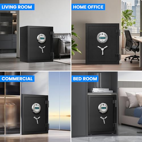 6.0 CuFt Large Fireproof Safe with Biometric Access– Reinforced Steel Body (Over 90LB), Dual Adjustable Shelves, LCD Display & Heat-Sealing Fire Gasket for Home Security