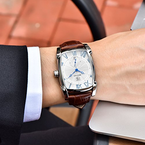 BENYAR Waterproof Classic Rectangle Case Vintage Design Watches Leather