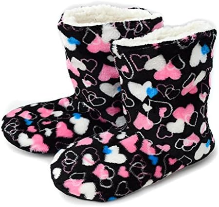 Valentine Heart Winter Bootie Slipper for Women Indoor non-slip slipper sock (Medium)
