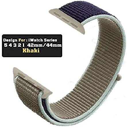 Niyo Nylon Band Compatible with Apple Watch Series 5, Series 4, Series 3, Series 2, Series 1, (Watch Not Included) (42mm/44mm, Khaki)