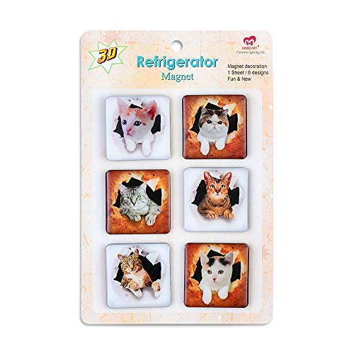 SUPCOOKI 6pcs Beautiful Glass Refrigerator Magnets 3D Cat Magnets Fun Funny Fridge Stickers Cute Home Decoration Funny for Office Cabinets Whiteboards Decorative Photo Abstract