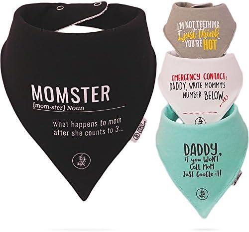 Baby Bandana Funny Bibs Premium Soft Organic Cotton. Super Absorbent Ideal Baby Shower Gift For Teething, Drooling and Burp Cloths for Boys and Girls Unisex 3 to 24 Months by JUNGO BAMBINO