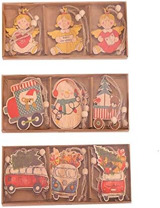18 Pack Christmas, Woodiness Beautify Pendant Angel,Christmastree, Snowman, Bear, Bus,automobile Pendant for Valentine’s Day Ornament Occasion,Equipment, Present Tags Christmas Types of Adornment