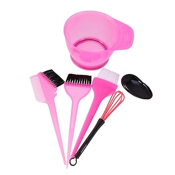 Amazon Com Beaupretty 6pcs Hair Dye Coloring Kit With Hair Color Bowl Hair Dyeing Brush Hair Coloring Tool Kit Hair Bleach Tinting Brushes Tool For Salon Home Rosy Beauty