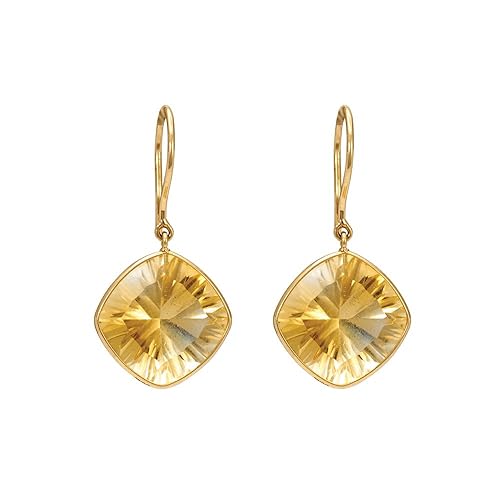 18k Yellow Gold and Citrine Hoop Earrings for Women