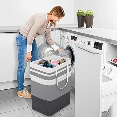 MXCOCO Cesto para Ropa Sucia de 75L, Cesta de Lavandería Plegable de Gran Capacidad, Cesto de Almacenamiento de Ropa con Mango de Cuerda para Alamcenamiento y Organización en Baño y Dormitorio.