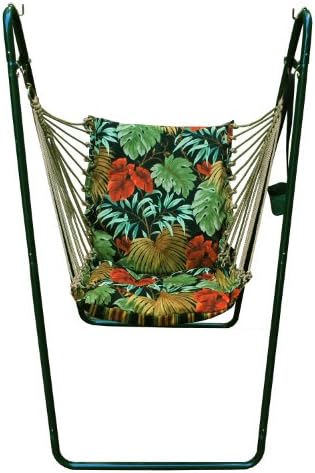 Algoma 1525-6683G Swing Chair and Stand Combination, Tropique Raven, Green Stand