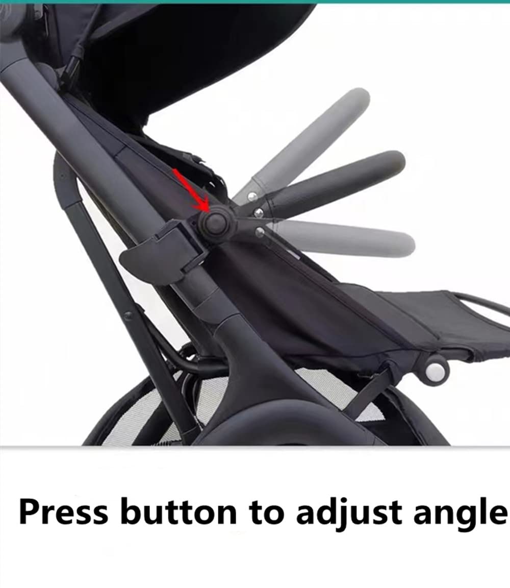 Adjustable Angle Baby Stroller Bumper Bar, Armrest, Handle, Crossbar Accessories Just for BBZ YOYO Black Smooth Leather Cover