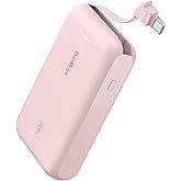 Belkin Portable Charger, Power Bank with Integrated Cable 10000 mAh 20W - Fast Charge USB C Power Delivery - iPhone 17, Air, Pro, Pro Max, iPad, AirPods, Apple Watch, Galaxy S25, & More - Pink