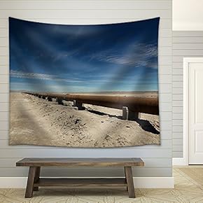 Rusty Pipeline Through The Atcama Desert, Chile. - Fabric Wall Tapestry Home Decor - 51x60 inches