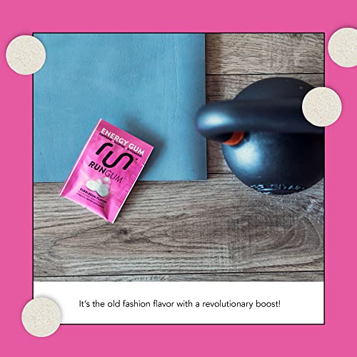 RUN GUM Bubblegum Energy Chewing Gum 50mg Caffeine Taurine & BVitamins