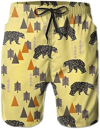 Forest Papa Bear Men's Swim Trunks Printed Quick Dry Board Shorts XXL