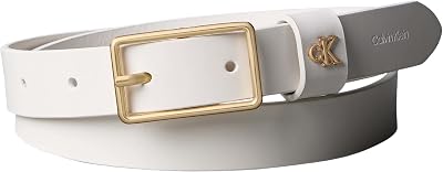 Ceintures pour femme avec boucle carrée Ck Loop 25 mm Lv04F7050G, blanc, 135