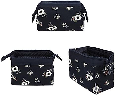 Travel Cosmetic Bag Jewelry Toiletry Organizer Bag Makeup Pouch for Women Girls (Black)
