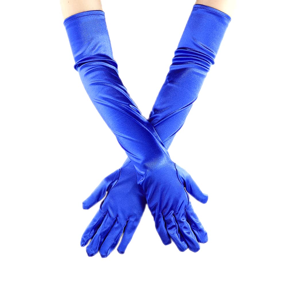Classic Women's Short Elastic Elegant 1920s Style Evening Gloves Satin Gloves Gothic Opera Festival Party Wedding Bridal Gloves for Festive Fancy Dress Costumes Carnival Royal Blue