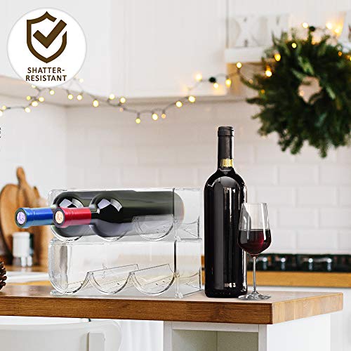 Eltow Plastic Wine Bottle Holder Stackable Racks, Vertical Standing