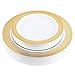 WDF 60PCS Heavyweight White with Gold Rim Wedding Party Plastic Plates,Gold Plastic Plates 30-10.25inch Dinner Plates and 30-7.5inch Salad Plates