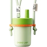 CHAKO LAB Kids Water Bottle with Carrying Rope and Straps | Vacuum Insulated Stainless Steel 16oz for School and Trvels | Two Travel Carrying Options | Matcha Green