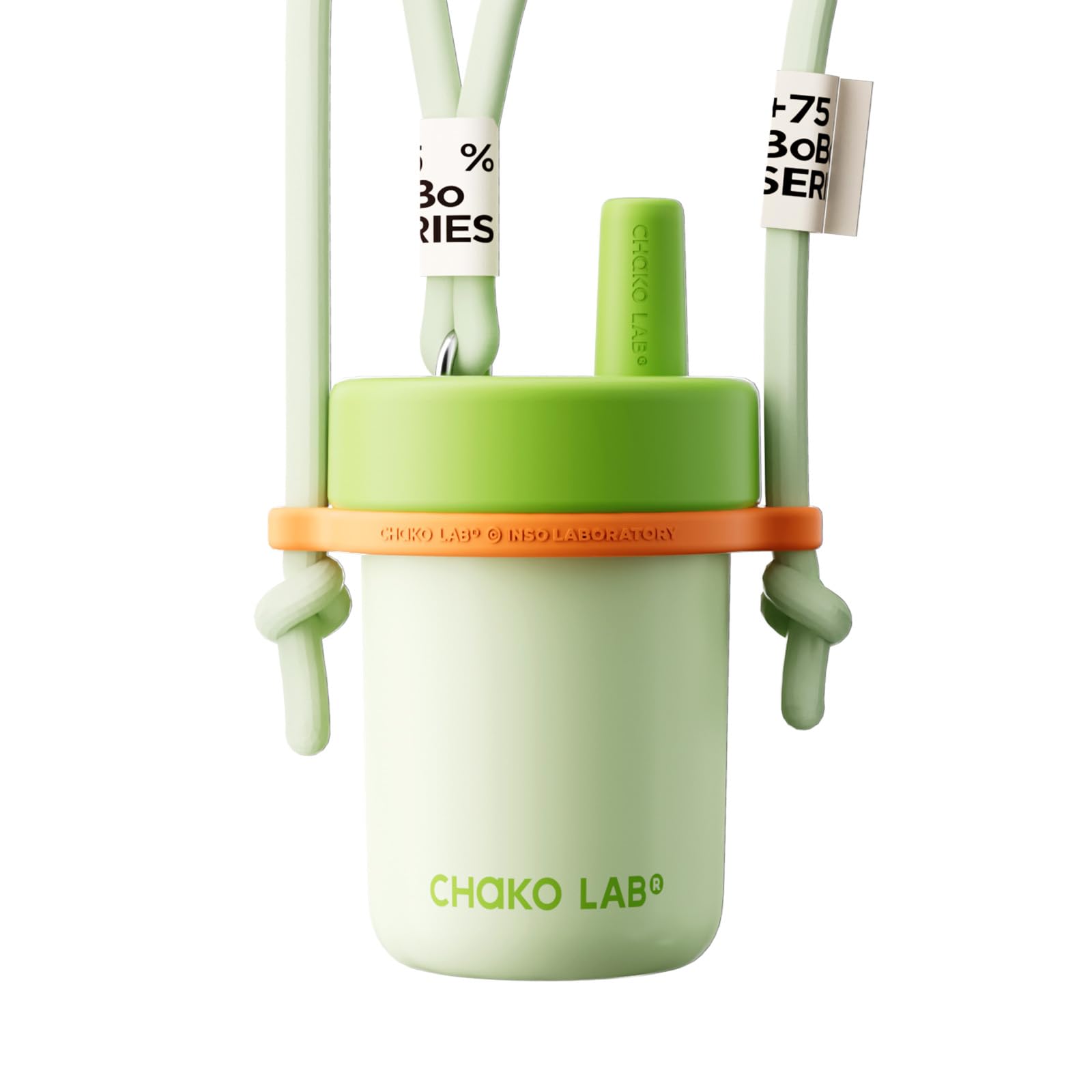 Photo 1 of CHAKO LAB Kids Water Bottle with Carrying Rope and Straps | Vacuum Insulated Stainless Steel 16oz for School and Trvels | Two Travel Carrying Options | Matcha Green