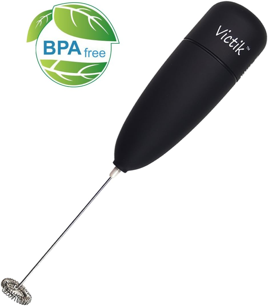 Milk Frother Handheld Battery Operated Electric Foam Maker for Coffee, Latte, Cappuccino, Hot Chocolate, Durable Drink Mixer Soft-touch, One Key Operated