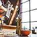 Vremi 17 oz Olive Oil and Vinegar Dispenser Set - Clear Glass Cruet Bottles for Cooking with No Drip Double Pourer Spout Stoppers and Stainless Steel Holder Stand - Kitchen Dispensing Cruets - Black