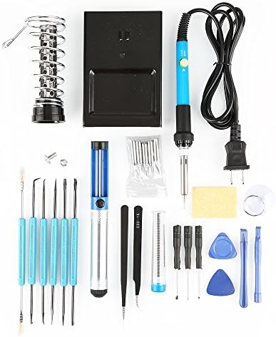 Soldering Iron Kit Electronics,DGCUS 60W Adjustable Temperature Welding Tool, 5pcs Soldering Tips, Desoldering Pump, Soldering Iron Stand, Tweezers