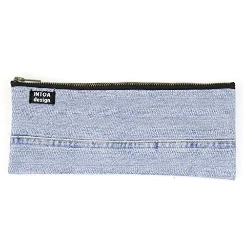 Handmade Denim Pencil Pouch, Light Blue Handmade