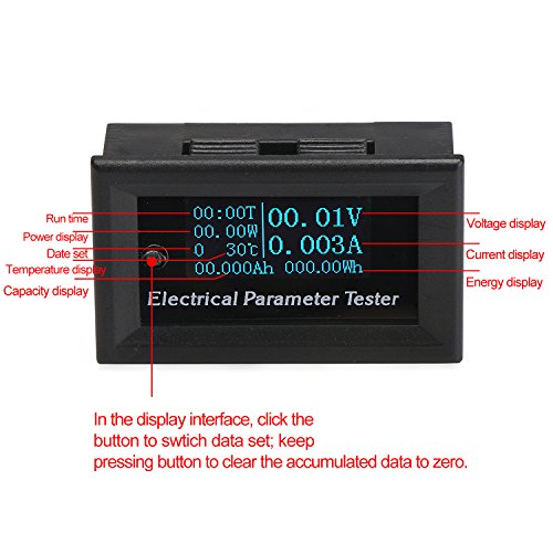 DC Voltmeter Ammeter Panel, DROK 0.96" OLED Display Digital Multimeter DC 0-33V 3A 0-99h59min 99W -15℃~~60℃ Run Time Temperature Power Capacity Energy Monitor Meter Gauge 12v 24v Battery Tester - Thumbnail 4